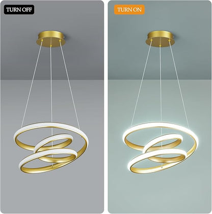 Modern Pendant Lights Gold Pendant Light Irregular Streamline LED Chandelier Adjustable Height Pendant Lighting for Kitchen Island Dining Room Bedroom Living Room Corridor Hallway Foyer