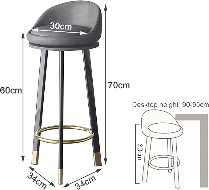 Set of 2 Counter Height s with Backs, Faux Leather Upholstered Chairs for Kitchens Island, Coffee, Home Dinning,Dark Gray-Seat Height 60cm