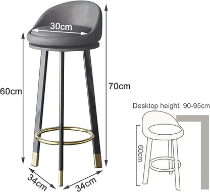 Set of 2 Counter Height s with Backs, Faux Leather Upholstered Chairs for Kitchens Island, Coffee, Home Dinning,Dark Gray-Seat Height 60cm