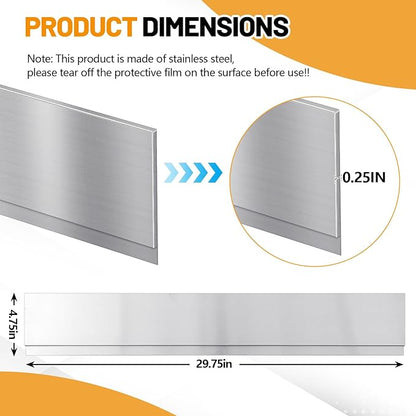 Moxweyeni Front Control Freestanding Range Universal Backguard 29.72" L x 4.72" W Stainless Steel Backsplash for Stove, Easy Installation Hood Backsplash for Most Kitchen Brands Stove(Silver)