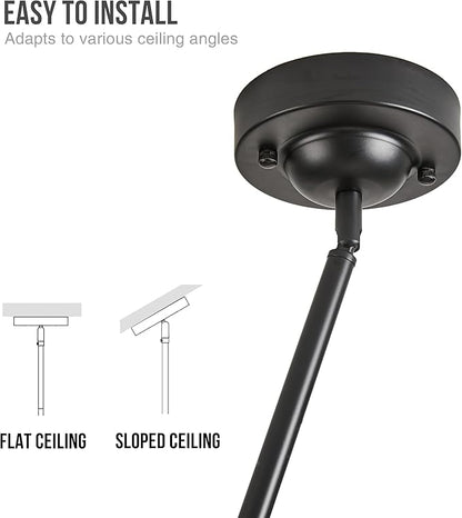 FCTWAKS Schoolhouse Pendant Light, 12" Black Schoolhouse Ceiling Light Fixture with Milk Glass White Shade, Adjustable Height, Mid Century Modern Pendant Lighting for Kitchen Island Dining Room
