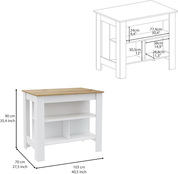 Modern Dining Table Kitchen Island Table with Shelves Adjustable Sturdy Stable Easy Clean Console Counter Luxury,Multicolor-ParticleB