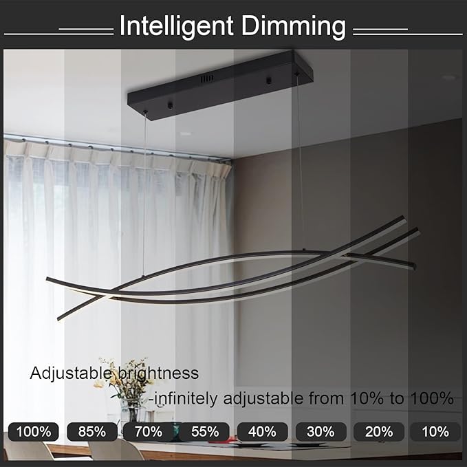 39.37“ Modern Led Pendant Light Fixtures, 3000K-6500K Color Changing Modern Led Pendant Light Kitchen Island, Adjustable Height Kitchen Island Lights Fixtures for Dining Room Kitchen Bedroom Sink