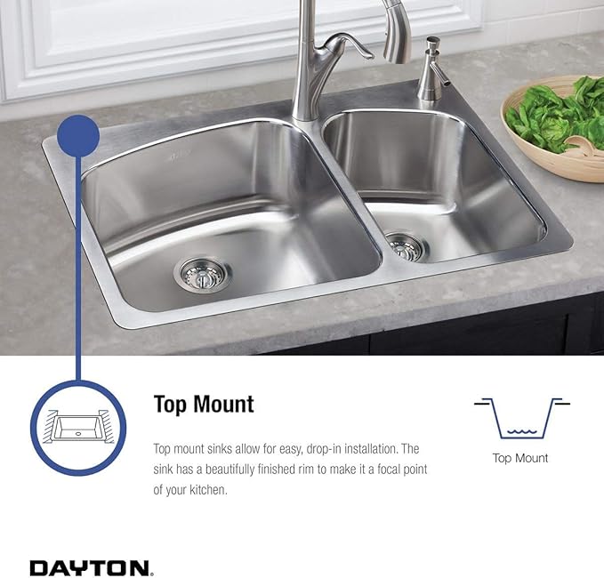 Dayton Stainless Steel 25" x 22" x 8-1/16", 3-Hole Single Bowl Drop-in Sink and Faucet Kit