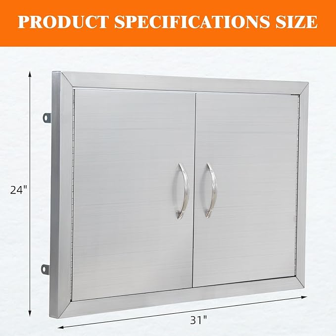 31" X 24" Stainless Steel Outdoor Kitchen Door – Flush Mount BBQ Access Door, Waterproof & Corrosion-Resistant for BBQ Island, Fireplace, Sink Cabinet