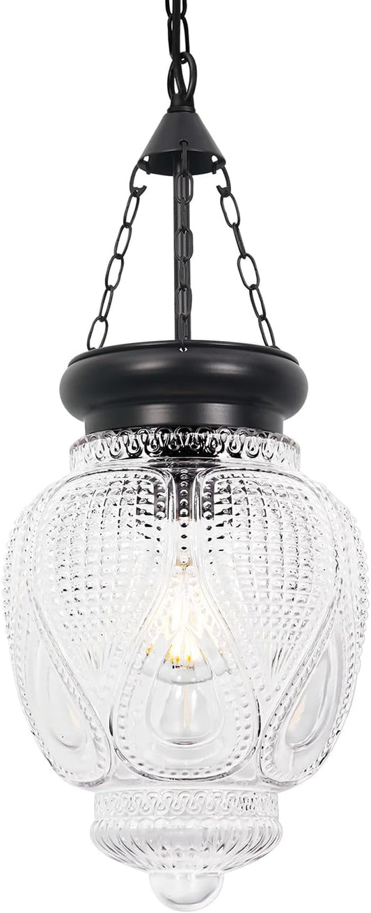 Vintage Pendant Lights Kitchen Island, Black Kitchen Pendant Lighting Over Island, Bathroom Pendant Light With 7.9in Glass Shade, Farmhouse Sink Light For Closet Pantry Entryway, Height Adjustable