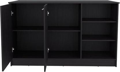 GOWE Kitchen Island Two Cabinets, Three Open Shelves
