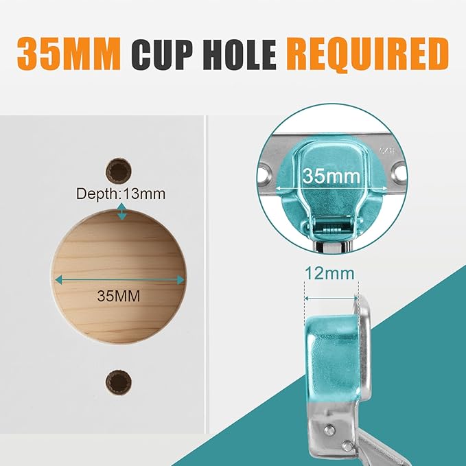 HBL' 4 Pack Soft Close Cabinet Hinges European Kitchen Cabinet Hinges for Frameless Cabinet Door, 35MM Quick Release Cup Hinges, 110° Full Overlay, 3D Adjustable and Slow Close Hinges