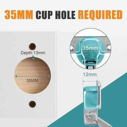 HBL' 4 Pack Soft Close Cabinet Hinges European Kitchen Cabinet Hinges for Frameless Cabinet Door, 35MM Quick Release Cup Hinges, 110° Full Overlay, 3D Adjustable and Slow Close Hinges