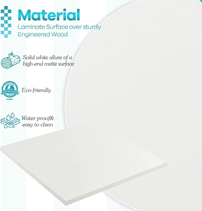 Kaboon 60x24 inches Tabletop, Solid One-Piece Desktop for Sit Stand Desk, Double Desks, L Desk DIY,Wood Countertop Home or Commercial Use,1 inch Thick, White, 23.62" D x 59.1" W