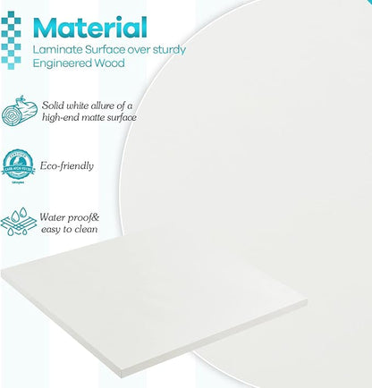Kaboon 60x24 inches Tabletop, Solid One-Piece Desktop for Sit Stand Desk, Double Desks, L Desk DIY,Wood Countertop Home or Commercial Use,1 inch Thick, White, 23.62" D x 59.1" W