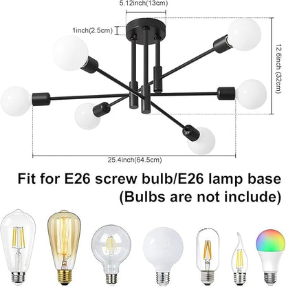 Biewalk Modern Chandelier Ceiling Light Fixture, 6-Light Sputnik Dining Chandeliers 31.18" Gold and Black Chandelier Over Table, Mid Century Lights Fixture for Dining Room Living Room Kitchen Island