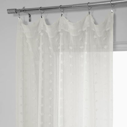 HPD Half Price Drapes Patterned Faux Linen Sheer Curtains For Living Room 50 X 96 (1 Panel), Rod Pocket Window Curtains for Bedroom, Strasbourg Dot