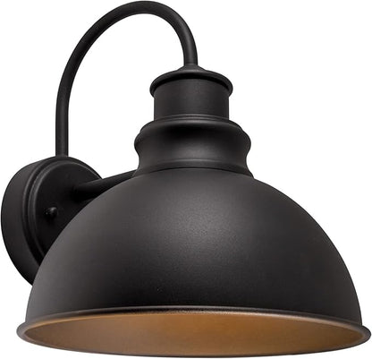Design House 588442 Ajax Industrial Modern 1-Light Indoor/Outdoor Dimmable Wall Light with Removable Metal Wire Cage Shade for Porch Entryway Patio Garage Kitchen Bedroom, Textured Black