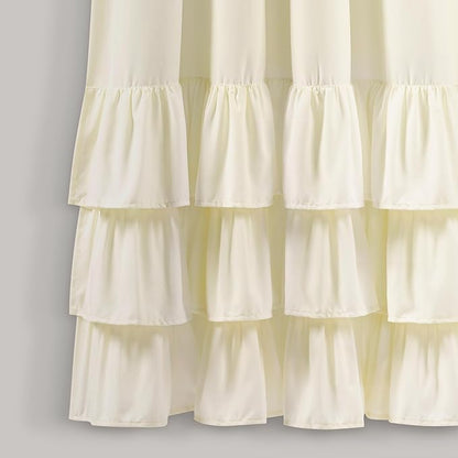 Lush Decor Allison Ruffle Light Filtering Window Curtain Panels Pair 40" W x 63" L Ivory - Coquette Curtains for Bedroom - Drapes - Ruffle Curtains Kids