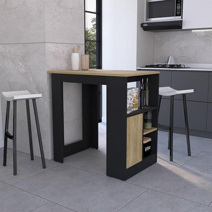 Kitchen Island Spacious Top Single-Door Cabinet Open Shelves Push-to-Open System for Meal Preparation Dining Organization Practical