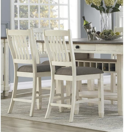 Counter Height Dining Chairs with Wood Frame and Textured Fabric Seat for Kitchen Island Use