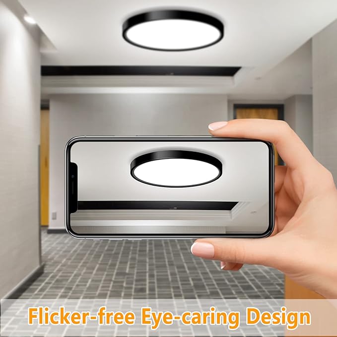 CHARYJOD 2PACK LED Flush Mount Ceiling Light Fixture12Inch, 24W Led Ceiling Light 5000K 2300LM Ultra Thin Flat Surface Panel Light Low Profile Ceiling Light for Bedroom Kitchen Garage Living Room