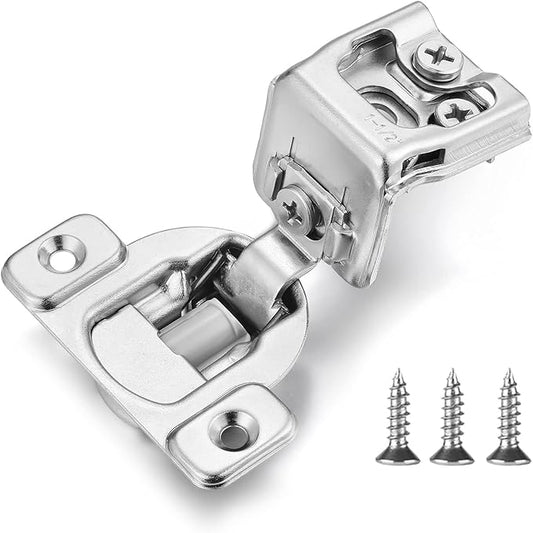 (4 Pack) 1-1/2 Inch Overlay Soft Close Cabinet Hinges, Kitchen Concealed Hinges for Face Frame Door, European Hinges with Brushed Nickel