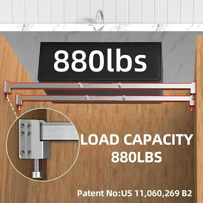 Qualward Undermount Sink Brackets,Adjustable Undermount Sink Support, Stainless Steel Installation Kit for Undermount Kitchen Sink Adjustable Support Pole (29-39.5 inches)
