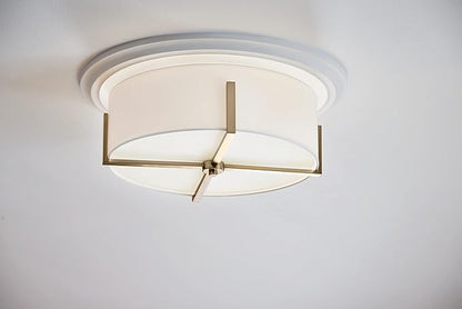 KICHLER Malen 4-Light Flush Mount, Updated Light with White Fabric Shade in Champagne Bronze, for Bedroom, Hallway, Kitchen, or Smaller Mudroom (20" x 8.25")