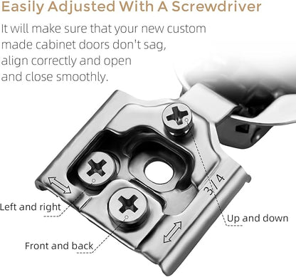 Ravinte 3/4 Inch Overlay Cabinet Hinges - 30 Pack (15 Pair) Soft Close Hidden Door Hinges for Kitchen - Stainless Steel Adjustable Satin Nickel Hardware