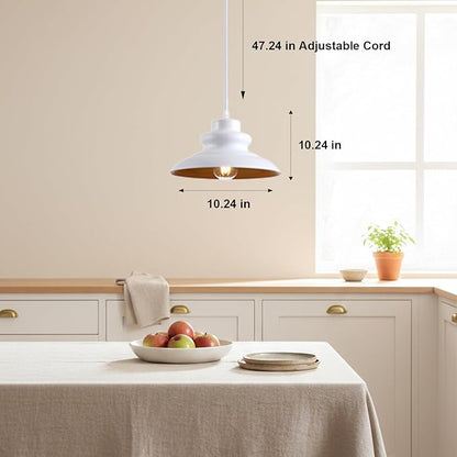Pendant Light Fixture, Hanging Light for Kitchen Island Dining Room Bedroom Foyer, E26 Base Metal 1-Light Ceiling Lamp