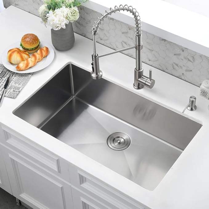 27 Inch Undermount Kitchen Sink -Bokaiya 27x19 Stainless Steel Undermount Sinks 18 Gauge Deep Single Bowl Kitchen Sinks with Colander