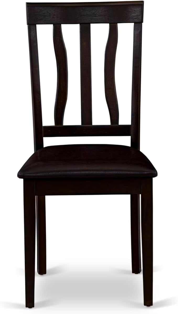 East West Furniture ANTI3-CAP-LC 3 Piece Kitchen Table & Chairs Set Contains a Round Dining Room Table with Pedestal and 2 Faux Leather Dining Room Chairs, 36x36 Inch, Cappuccino