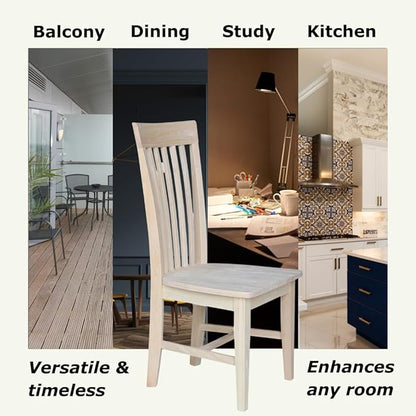 Set of 2 Tall Mission Dining Chairs Solid Parawood, Upgrade Your Dining Experience, Stain or Paint in Any Color, Sturdy and Long-Lasting, 18.1"W x 22.05"D x 40.16"H, Unfinished