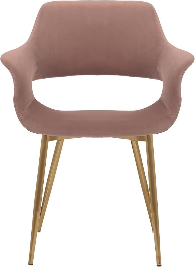Armen Living Gigi Pink Velvet Dining Room Chair with Gold Metal Legs - Set of 2