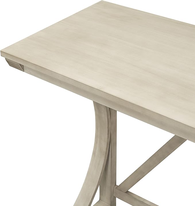 VilroCaz Farmhouse 3-Piece Counter Height Dining Table Set with USB Port and 2 Upholstered Stools, Rustic Dining Set Bar Set for Dining Room Kitchen (Cream)
