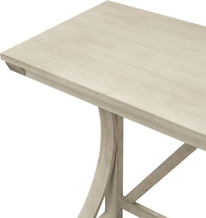 VilroCaz Farmhouse 3-Piece Counter Height Dining Table Set with USB Port and 2 Upholstered Stools, Rustic Dining Set Bar Set for Dining Room Kitchen (Cream)