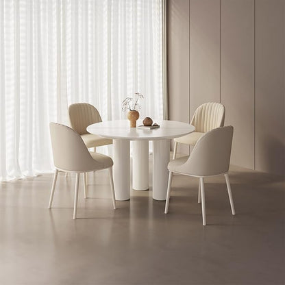Guyii 46.06" Cream White Dining Table, Modern Round Kitchen Table, Indoor End Table for Kitchen, Bar, Living Room, Small Space, Easy Assembly, Table Only