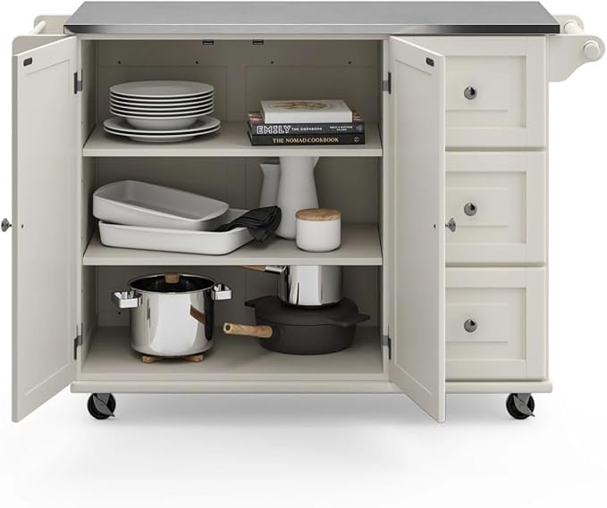 homestyles Dolly Madison Off-White Kitchen Cart