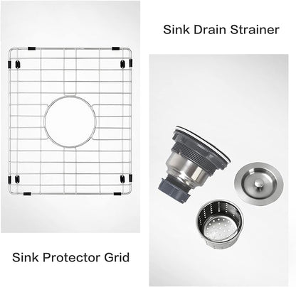 Black Bar Sink Undermount,15 X 17 inch Small Composite Bar Sink,Granite Kitchen & Bar Sinks (Black, 15" X 17")