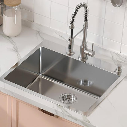 VEVOR Kitchen Sink, 304 Stainless Steel Recessed Sink, Top Mount Single Bowl with Accessories (2 Pack), Home Dishwasher Sink for Workstation, RV, Prep Kitchen and Bar Sink, 25"