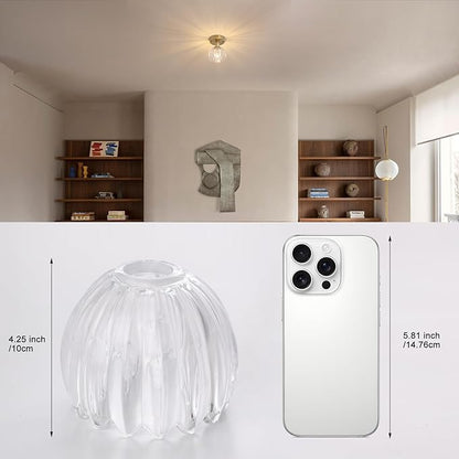 Shenmoyl Semi Flush Mount Gold Vintage Lights Fixture, Clear Tulip Glass, Bulb Included, 4.72" Base Modern Ceiling Light for Porch, Corridor, Kitchen, Bedroom