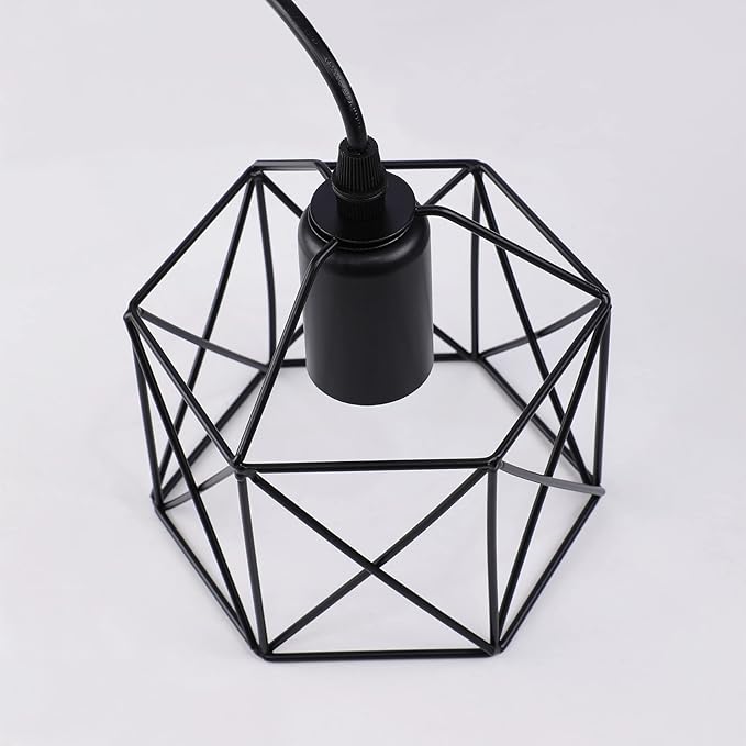 Black Pendant Light, Farmhouse Rustic Vintage Hanging Lamp Industrial Metal Mini Cage Pendant Lighting Fixture for Kitchen Island Bedroom Hallway, E26 Base