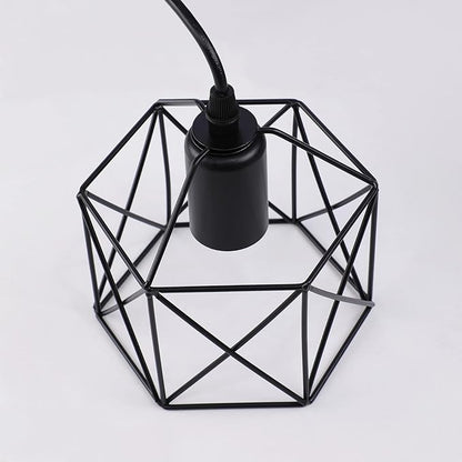 Black Pendant Light, Farmhouse Rustic Vintage Hanging Lamp Industrial Metal Mini Cage Pendant Lighting Fixture for Kitchen Island Bedroom Hallway, E26 Base
