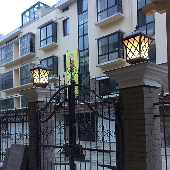 Outdoor Column Lights, 18.9″ Modern Column Lamp IP54 Waterproof Glass Post Light Outdoor E26 Aluminum Fence Post Light Fixtures for Villa Garden Park Lighting Black Pillar Lights
