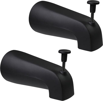 Westbrass E531D-1F-2-62 5-1/4" Reach Wall Mount Tub Spout with Front Diverter, Matte Black (2-Pack)