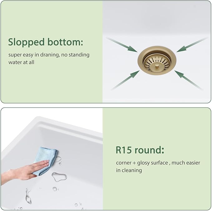 30 Inch Undermount Kitchen Sink White Quartz Granite Composite Single Bowl Kitchen Sinks Workstation Ledge Under Counter Large Deep Classic Sinks 30" x 19" x 10"