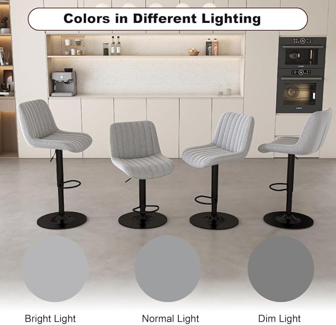 63 Inch Kitchen Island with 4 Deep Brown Bar Stools – White Marble Countertop, Integrated LED Lighting & Grille Design, Multi-Functional Breakfast Bar for Dining Rooms, (2Grey bar stools)
