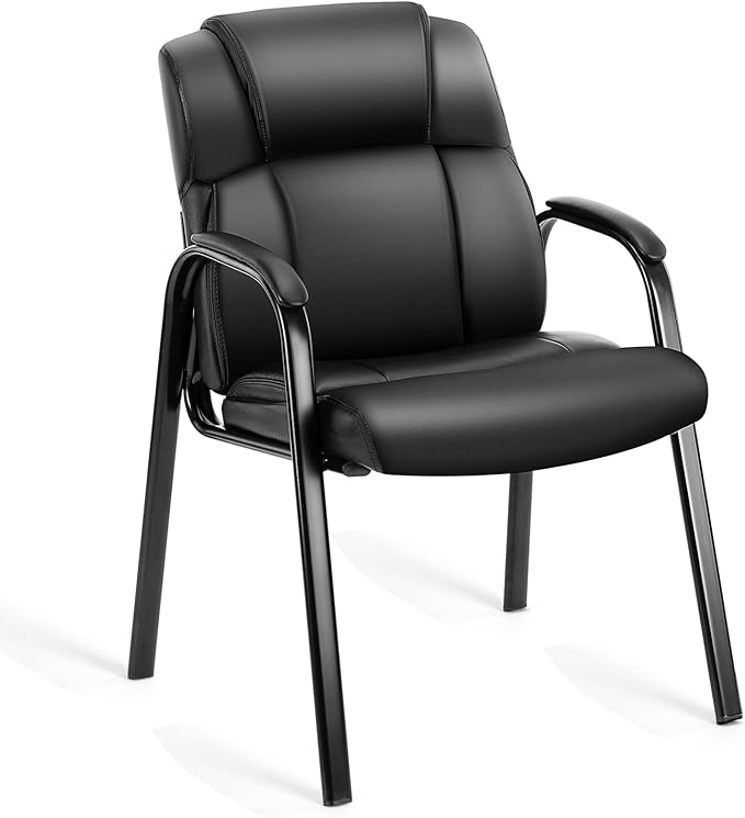 OLIXIS Waiting Room Reception Chairs Set of 8, Leather Office Desk Guest Stationary Side Chair with Padded Arms for Home Conference Lobby Area Meeting Church Medical Clinic Elderly Student