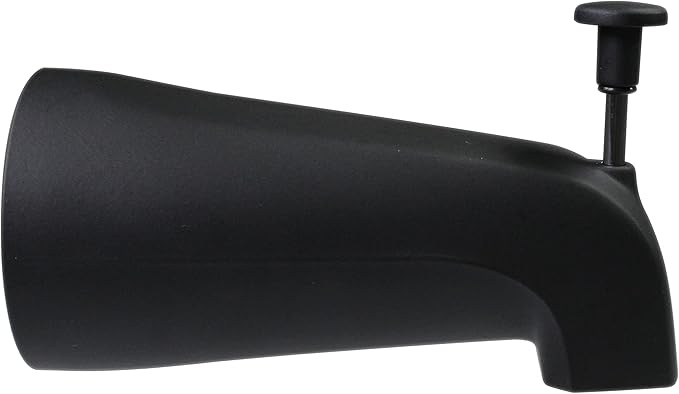 Westbrass E531D-1F-2-62 5-1/4" Reach Wall Mount Tub Spout with Front Diverter, Matte Black (2-Pack)