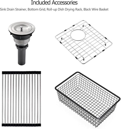 15 Inches Drop In Stainless Steel Kitchen Bar Sink, Luckyhorse 15” x 18” x 10” 18 Gauge Stainless Steel Kitchen Outdoor Sink RV Sink LH019LQ