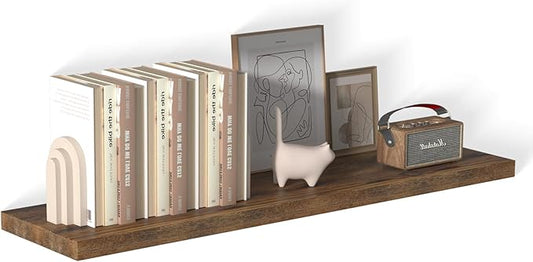 Large Floating Shelves for Wall 1 Pack Deep Floating Shelves No Drilling Accessories Included Deep Wall Shelves for Living Room Kitchen Farmhouse 48" W x 12" D x 1.2" H Rustic Brown
