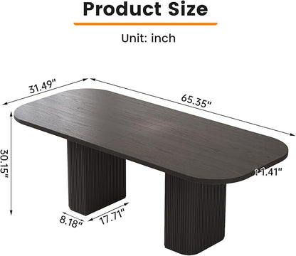 Miuuod 65" Dining Table for 4-6,Farmhouse Kitchen Table with Large Tabletop, Rectangular Dinner Eating Table for Dining Room,Living Room, Kitchen,Black