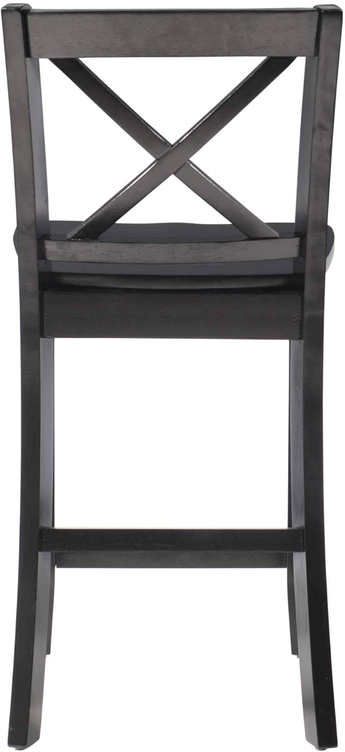 Linon Home Dcor Black X Back Counter Stool, 16" W x 17.91" D x 37.01" H